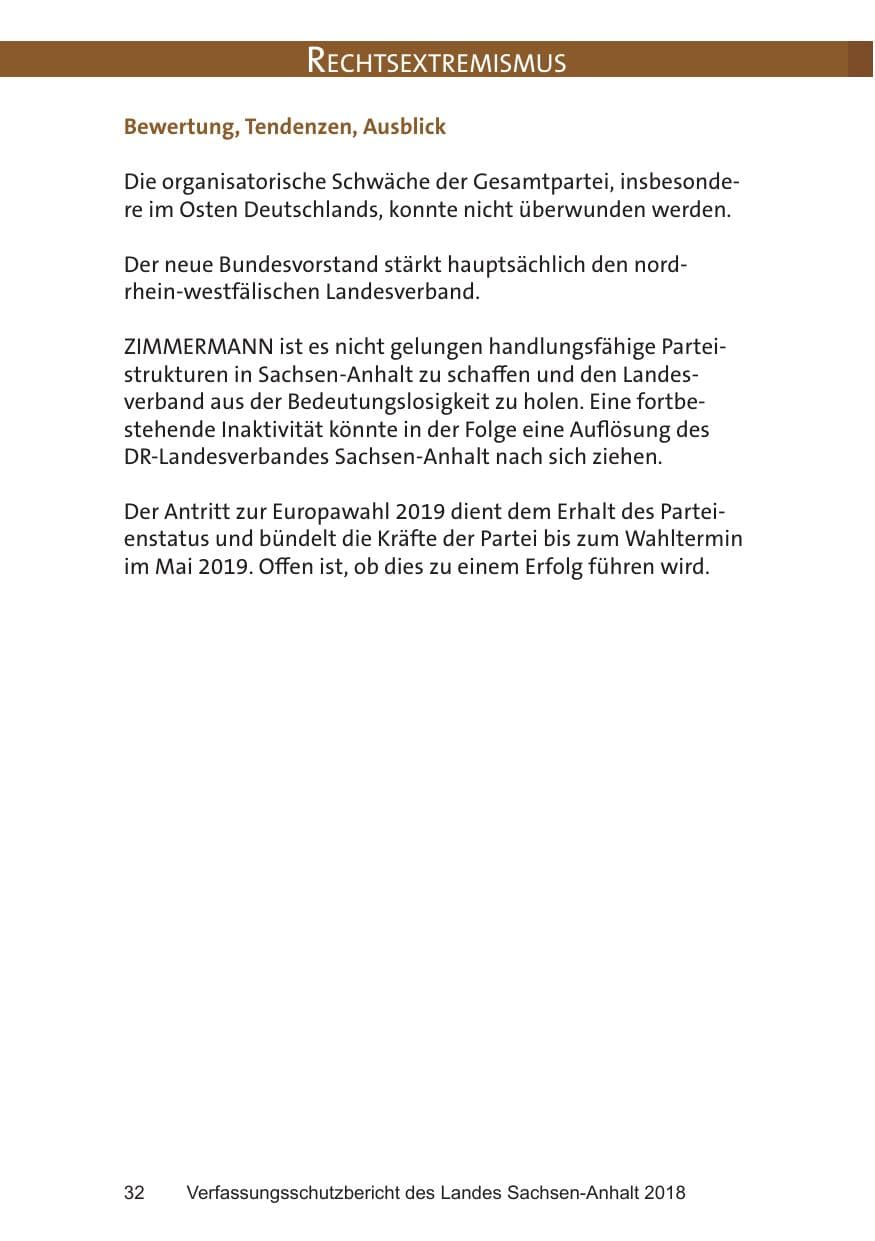 Seite 32 des Verfassungsschutzbericht 2018 Sachsen-Anhalt