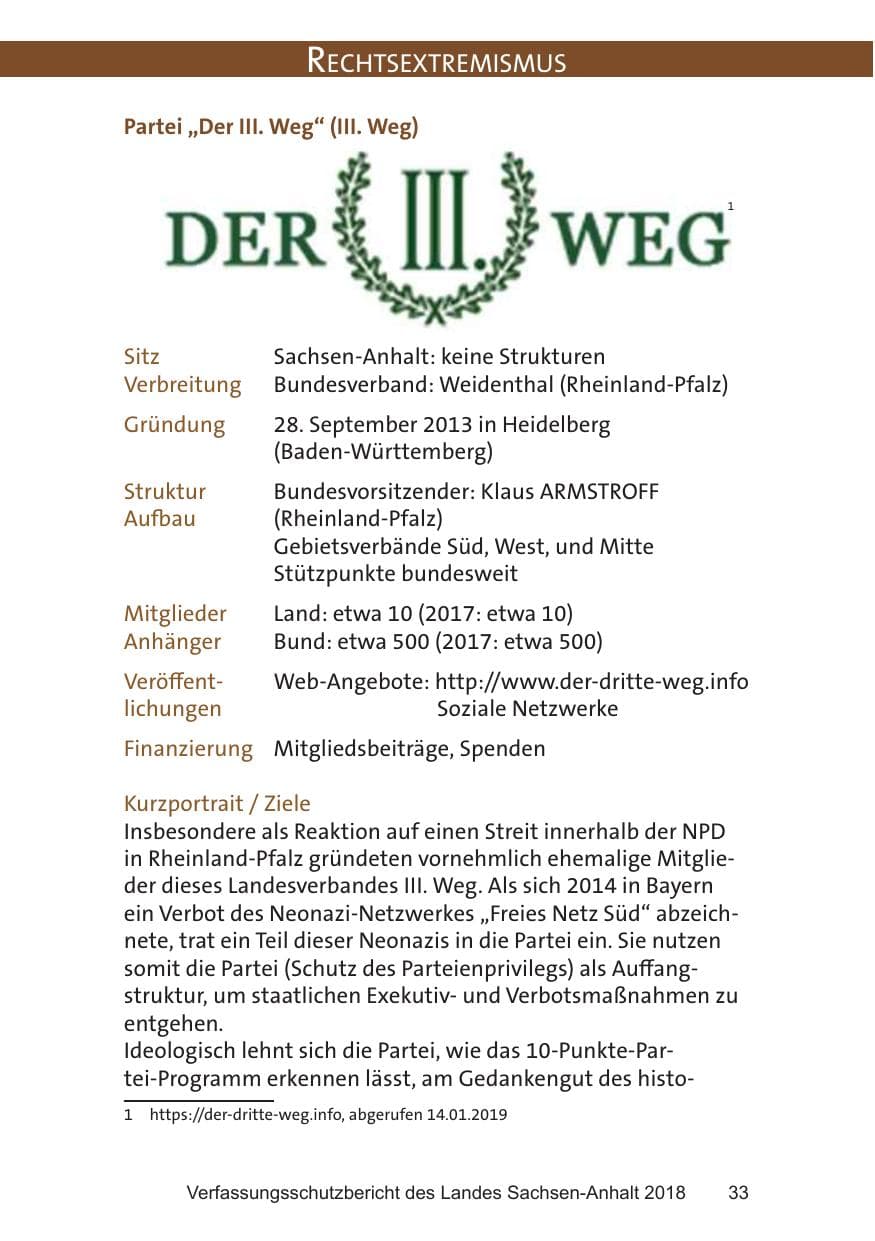 Seite 33 des Verfassungsschutzbericht 2018 Sachsen-Anhalt