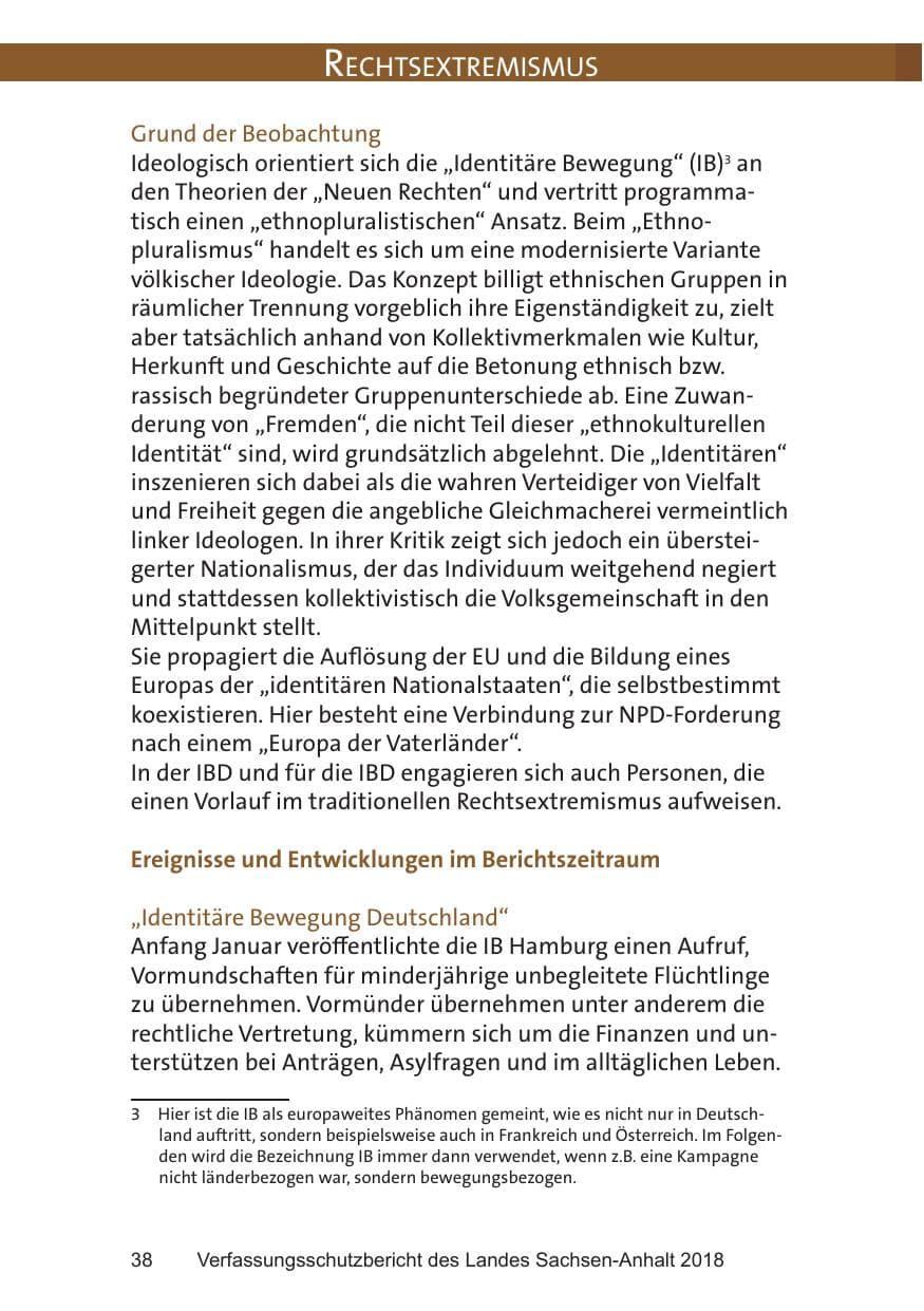 Seite 38 des Verfassungsschutzbericht 2018 Sachsen-Anhalt