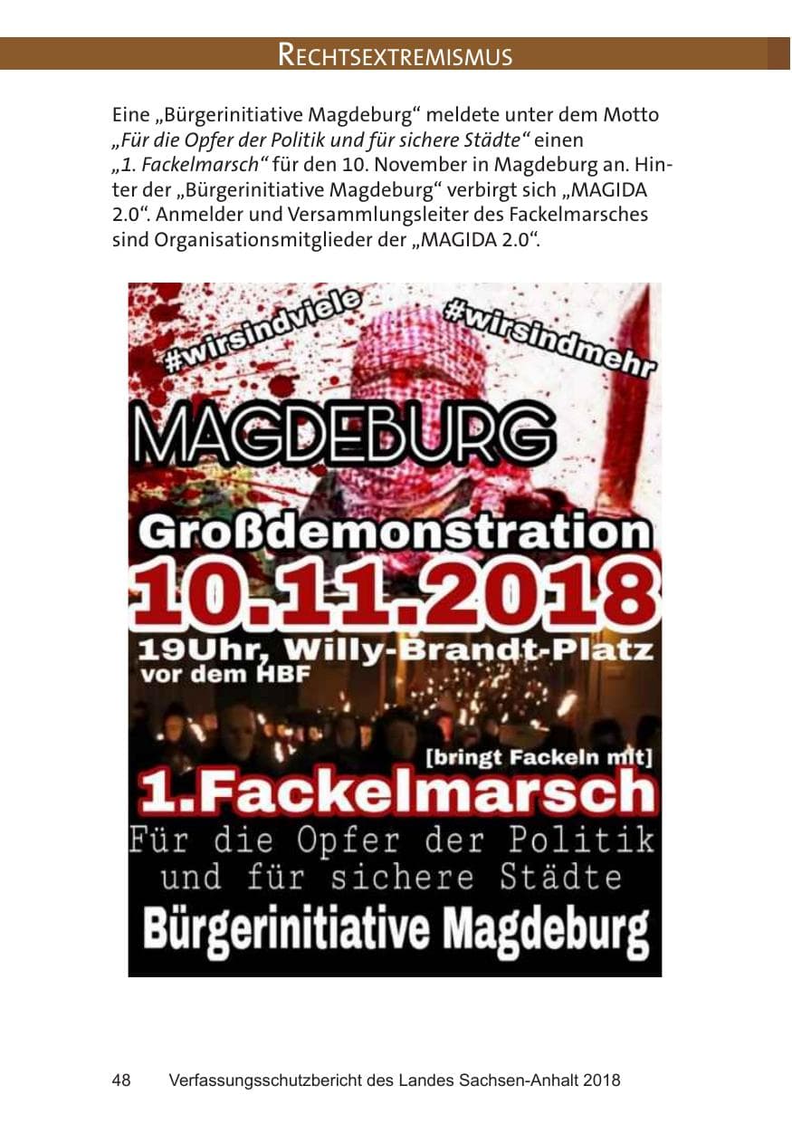 Seite 48 des Verfassungsschutzbericht 2018 Sachsen-Anhalt
