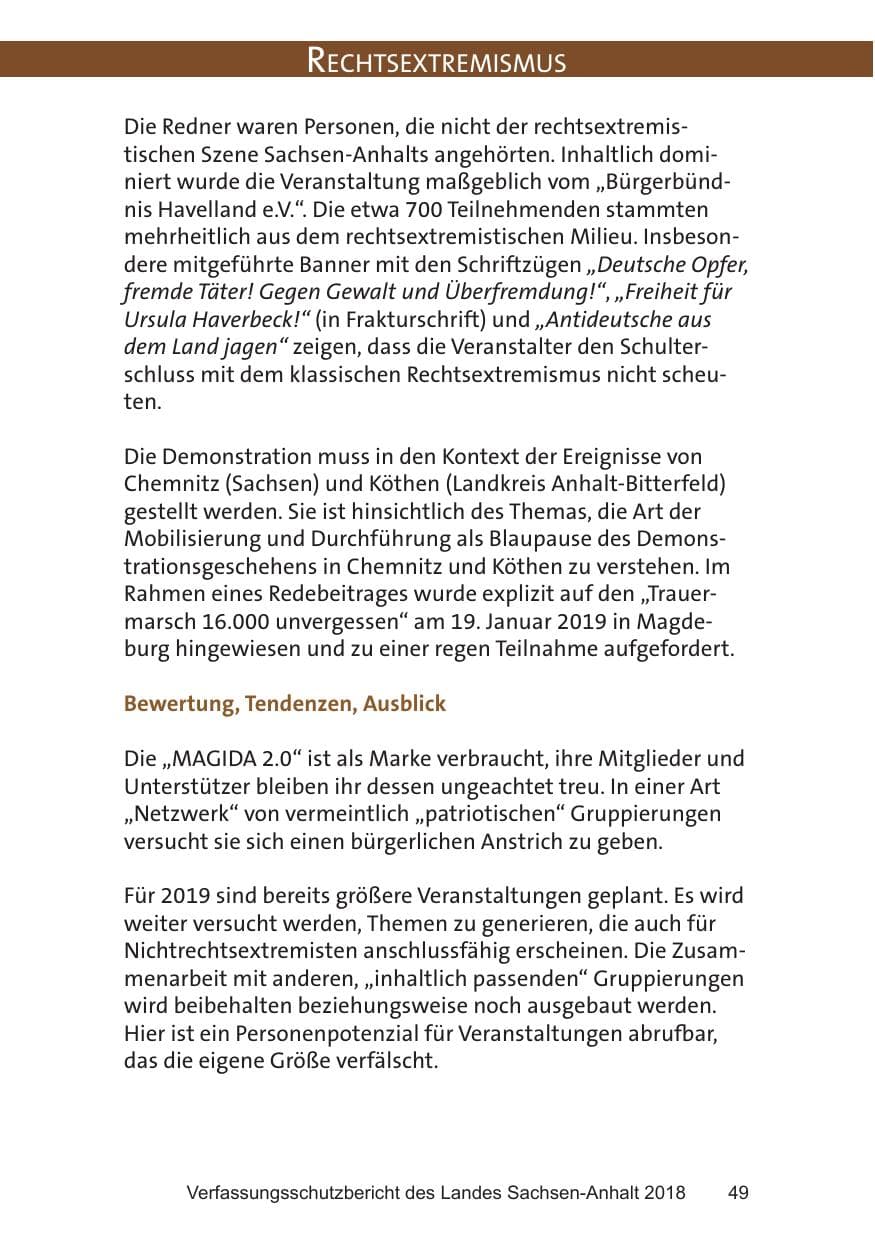 Seite 49 des Verfassungsschutzbericht 2018 Sachsen-Anhalt