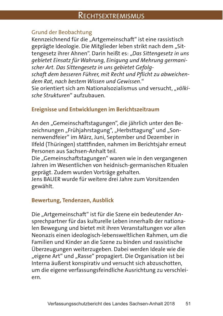 Seite 51 des Verfassungsschutzbericht 2018 Sachsen-Anhalt