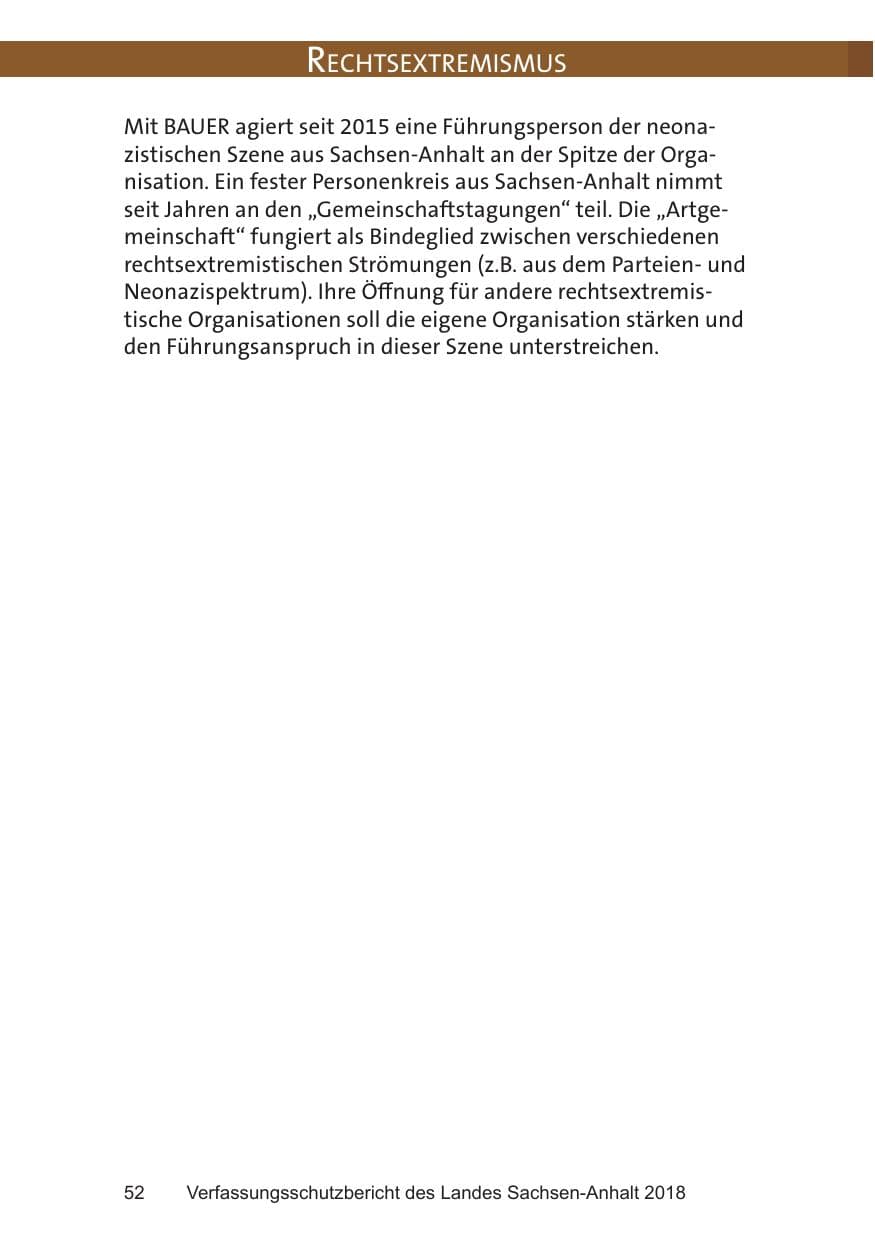 Seite 52 des Verfassungsschutzbericht 2018 Sachsen-Anhalt