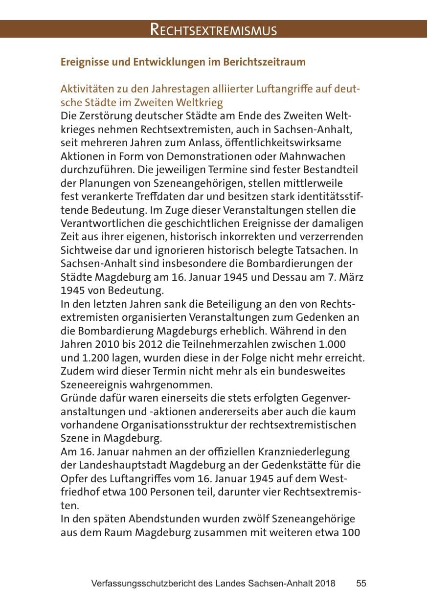 Seite 55 des Verfassungsschutzbericht 2018 Sachsen-Anhalt