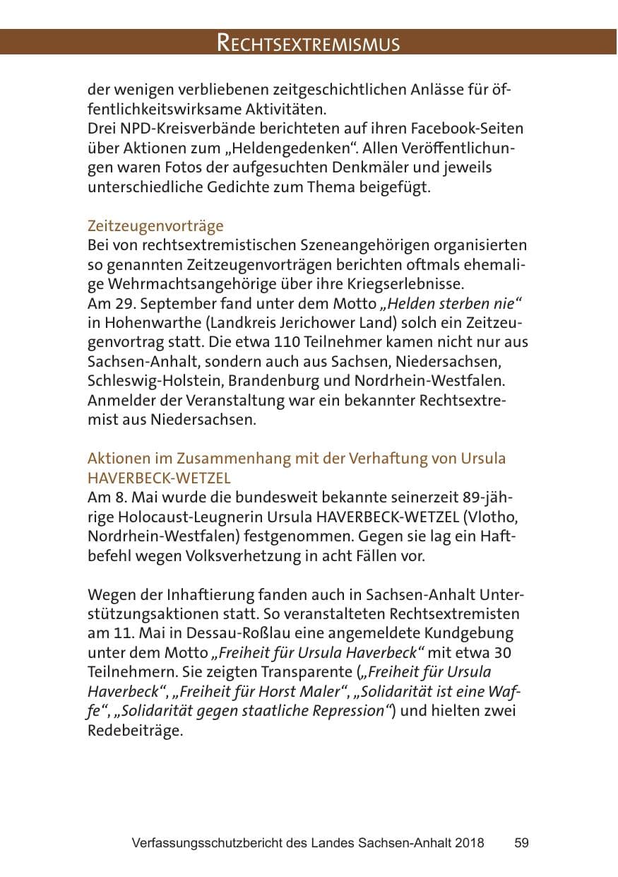 Seite 59 des Verfassungsschutzbericht 2018 Sachsen-Anhalt