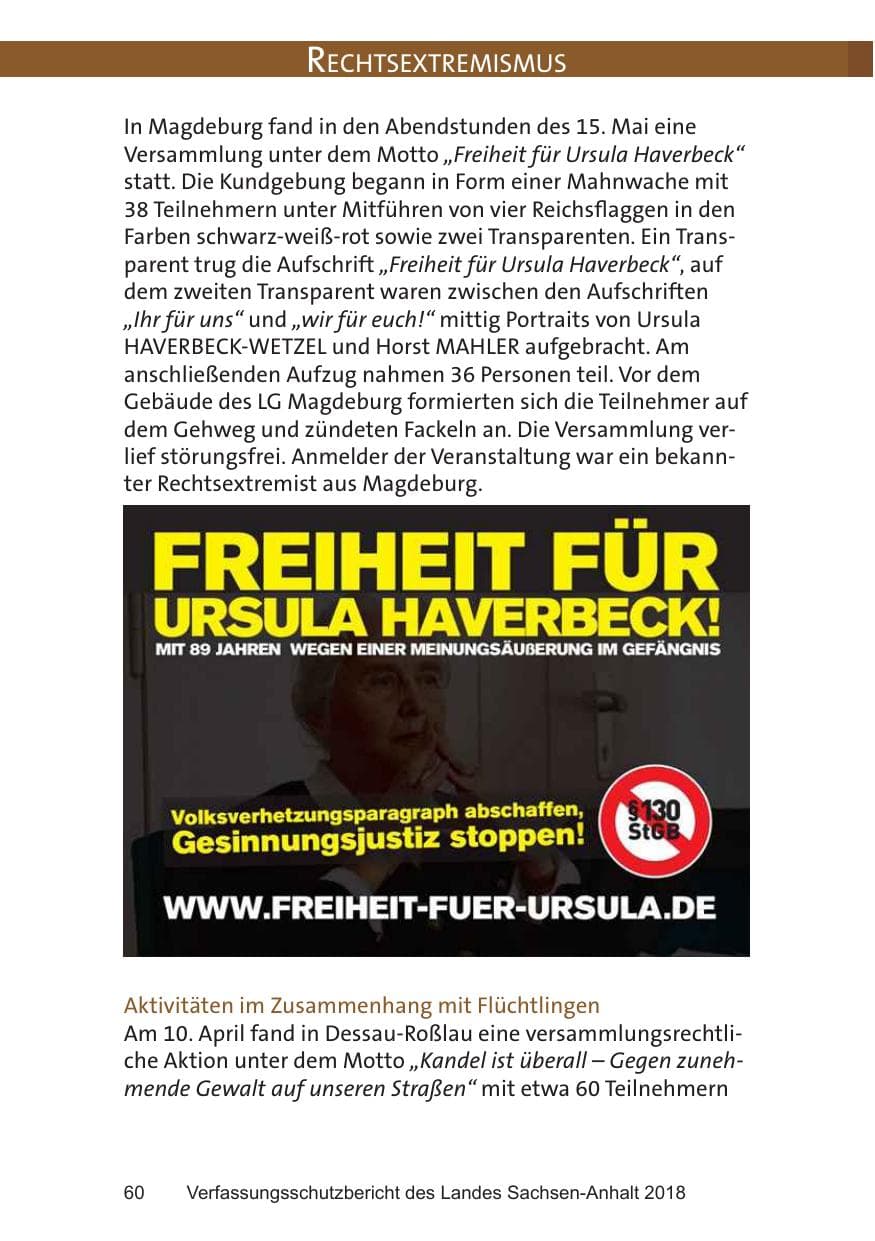 Seite 60 des Verfassungsschutzbericht 2018 Sachsen-Anhalt