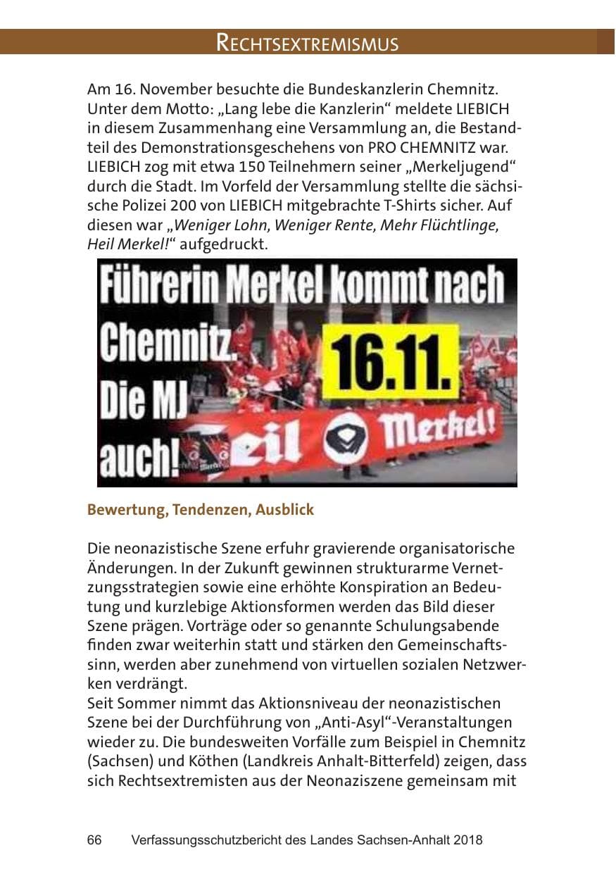 Seite 66 des Verfassungsschutzbericht 2018 Sachsen-Anhalt