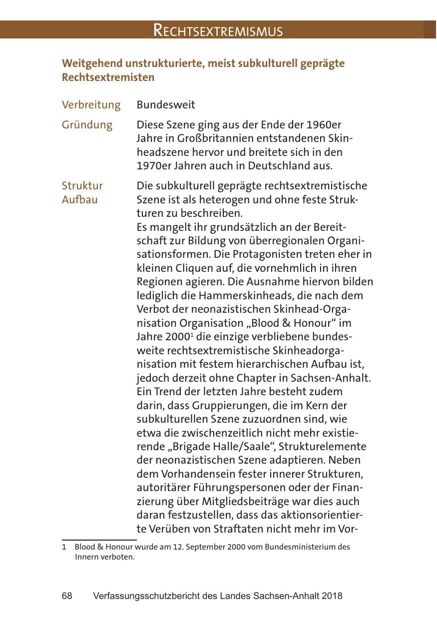 Seite 68 des Verfassungsschutzbericht 2018 Sachsen-Anhalt