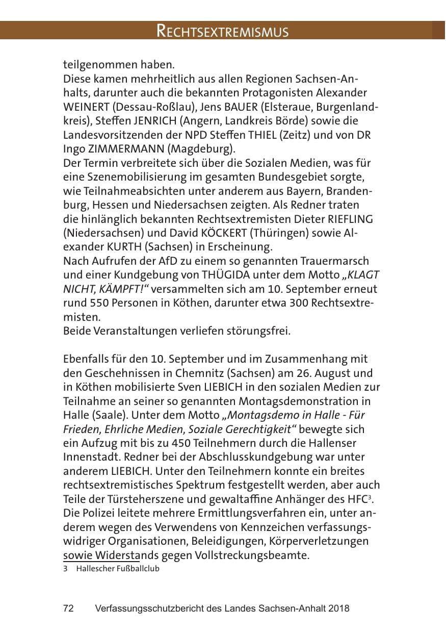 Seite 72 des Verfassungsschutzbericht 2018 Sachsen-Anhalt
