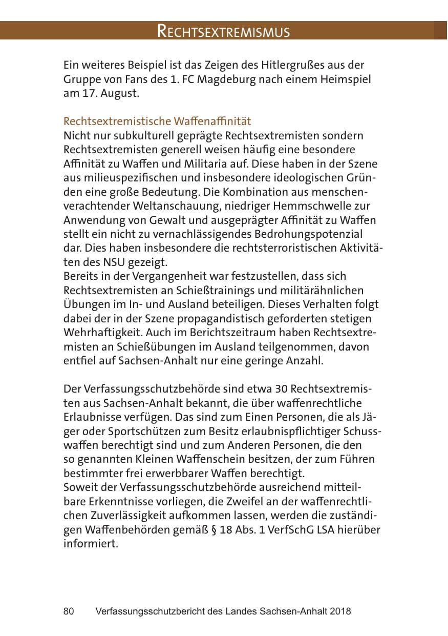 Seite 80 des Verfassungsschutzbericht 2018 Sachsen-Anhalt