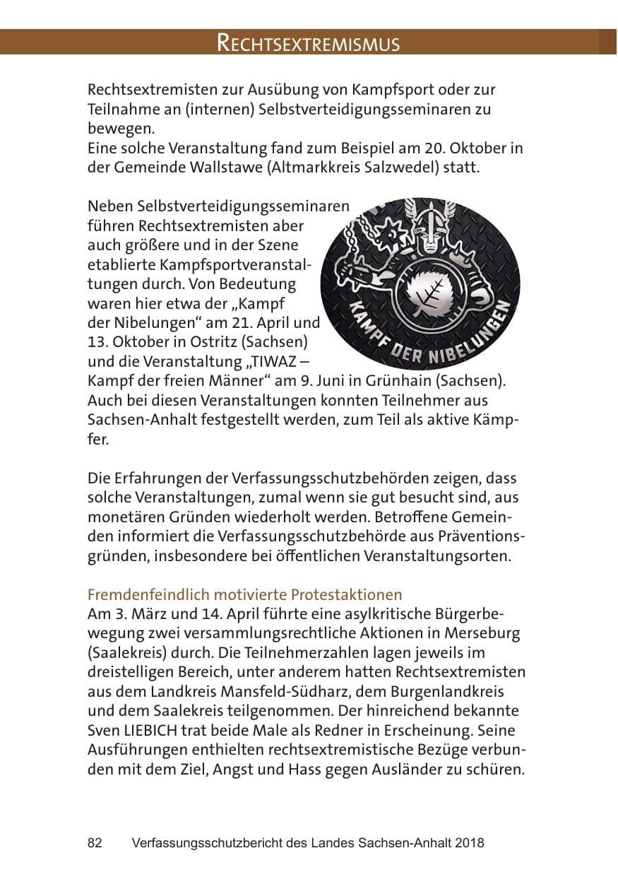 Seite 82 des Verfassungsschutzbericht 2018 Sachsen-Anhalt