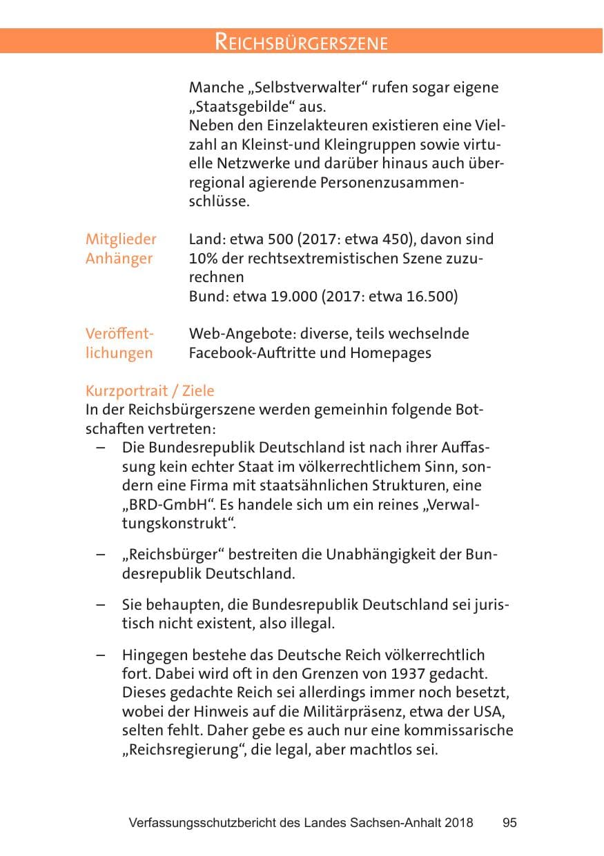 Seite 95 des Verfassungsschutzbericht 2018 Sachsen-Anhalt