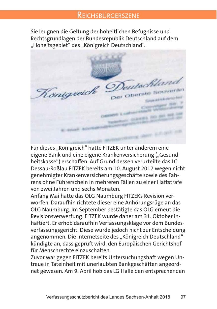 Seite 97 des Verfassungsschutzbericht 2018 Sachsen-Anhalt