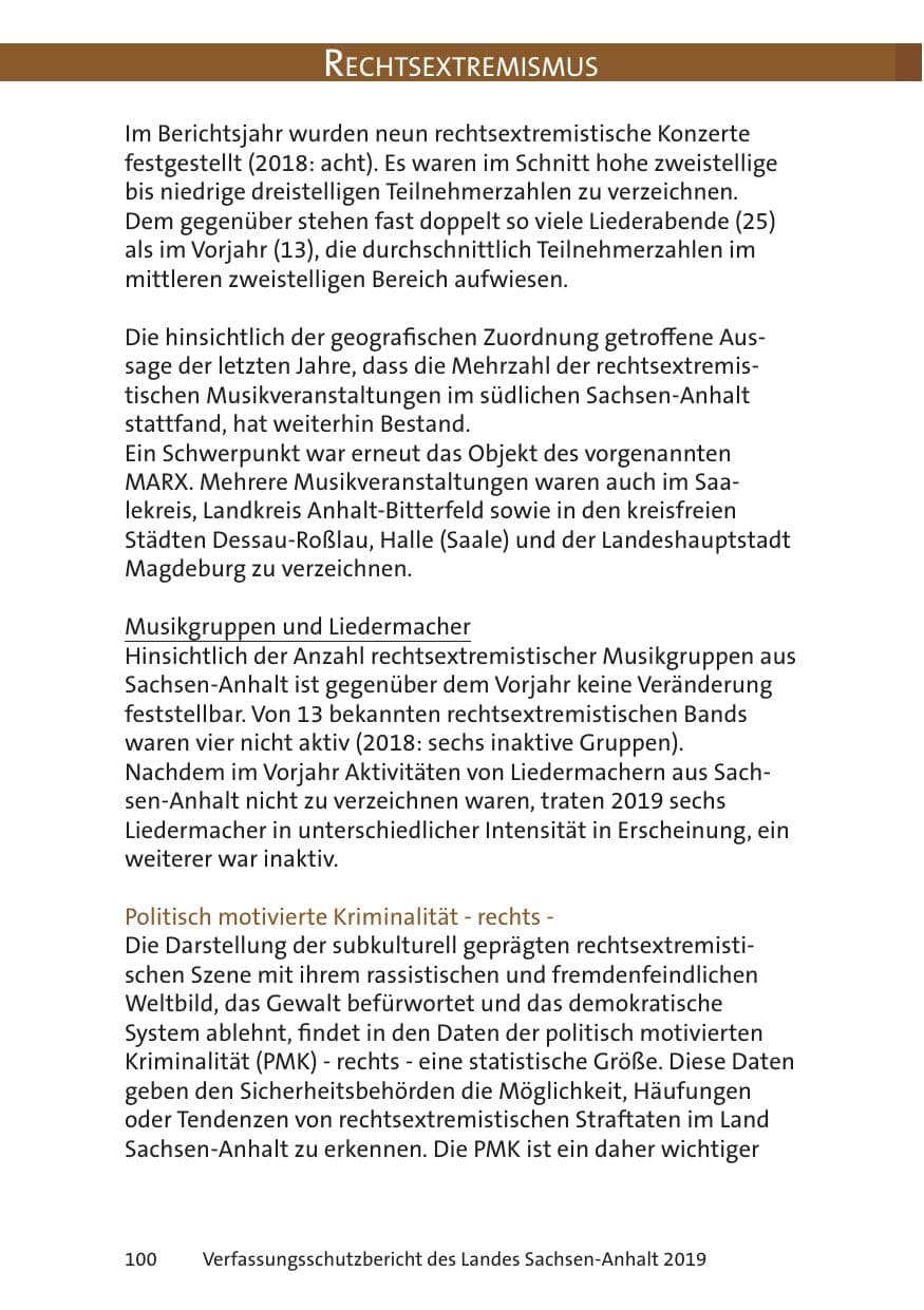 Seite 102 des Verfassungsschutzbericht 2019 Sachsen-Anhalt