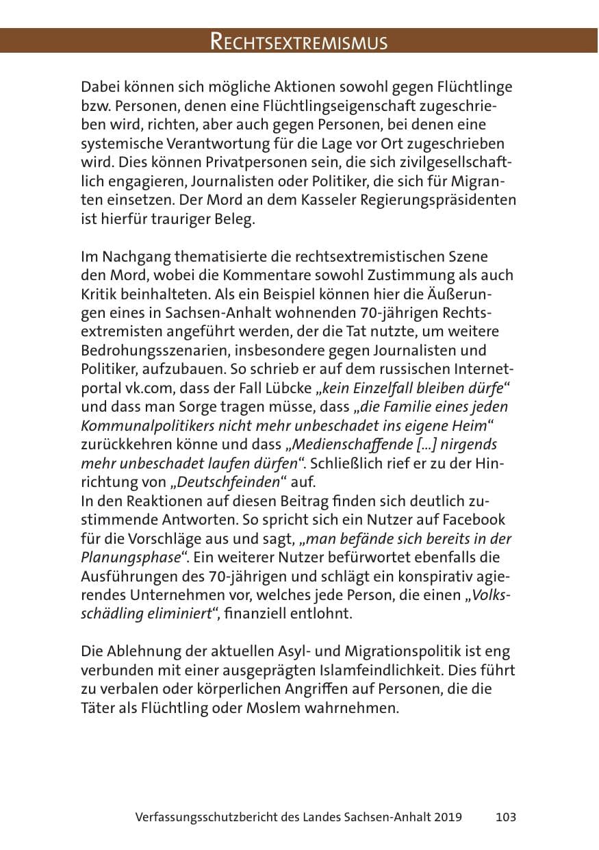 Seite 105 des Verfassungsschutzbericht 2019 Sachsen-Anhalt