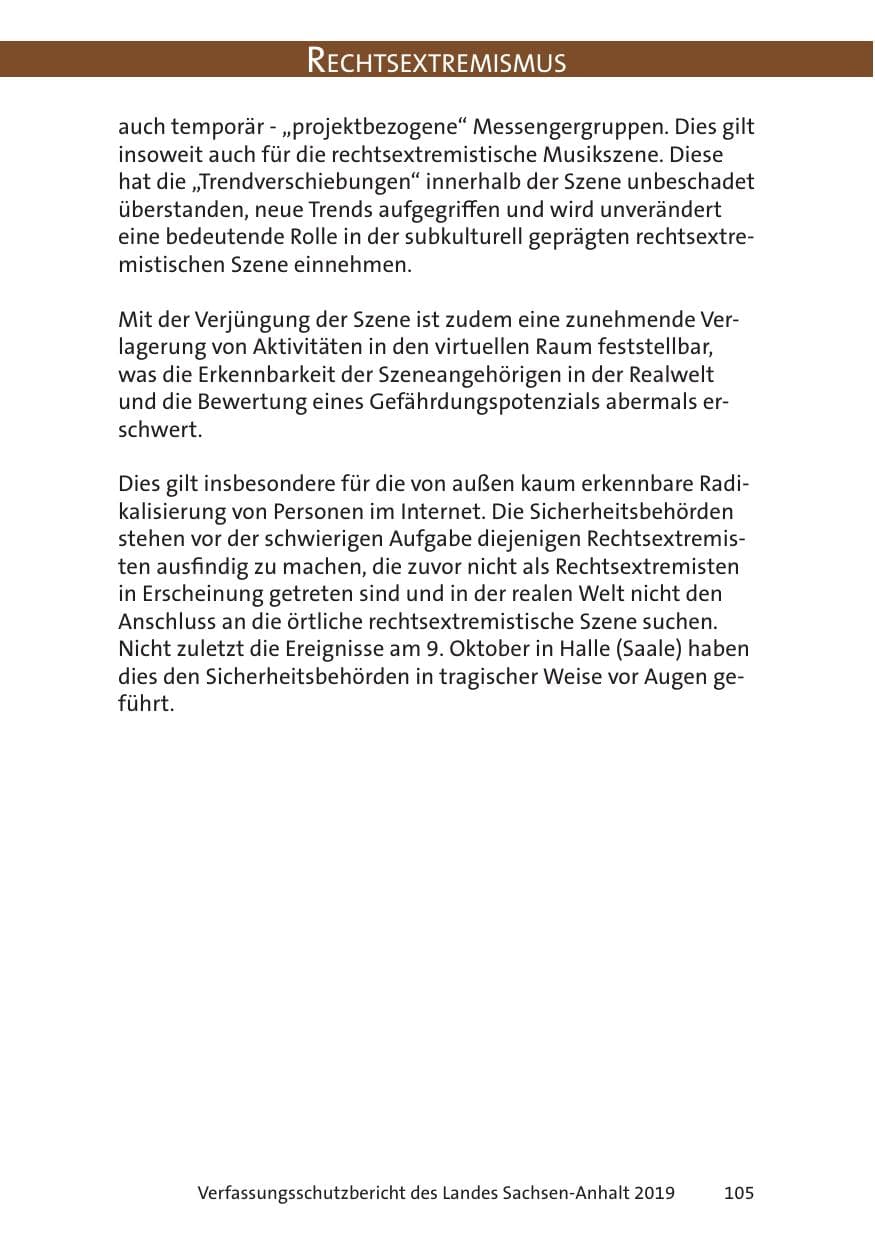 Seite 107 des Verfassungsschutzbericht 2019 Sachsen-Anhalt