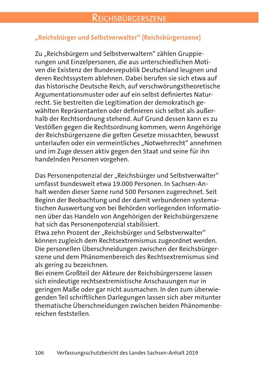 Seite 108 des Verfassungsschutzbericht 2019 Sachsen-Anhalt