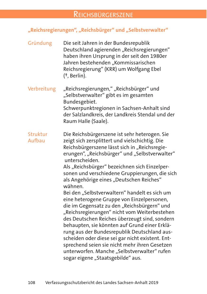 Seite 110 des Verfassungsschutzbericht 2019 Sachsen-Anhalt