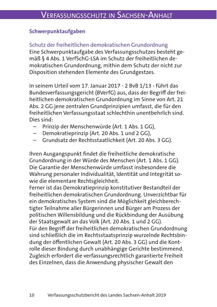 Seite 12 des Verfassungsschutzbericht 2019 Sachsen-Anhalt