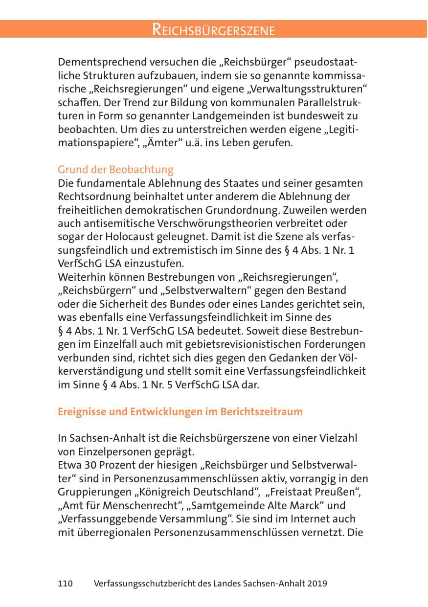 Seite 112 des Verfassungsschutzbericht 2019 Sachsen-Anhalt