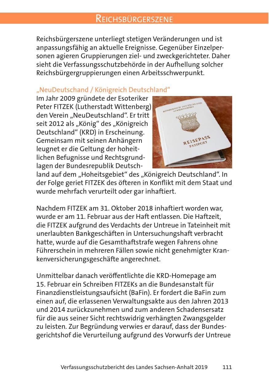 Seite 113 des Verfassungsschutzbericht 2019 Sachsen-Anhalt