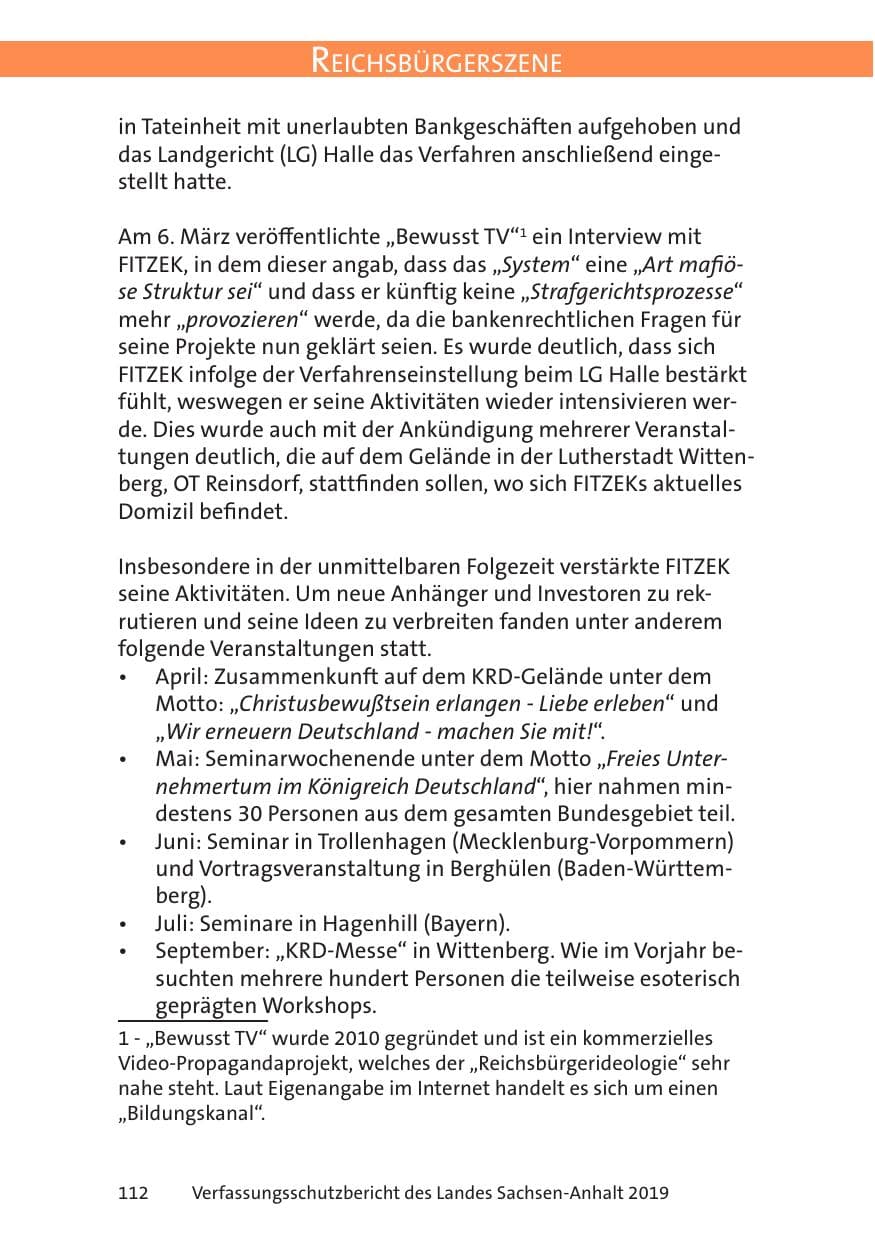 Seite 114 des Verfassungsschutzbericht 2019 Sachsen-Anhalt