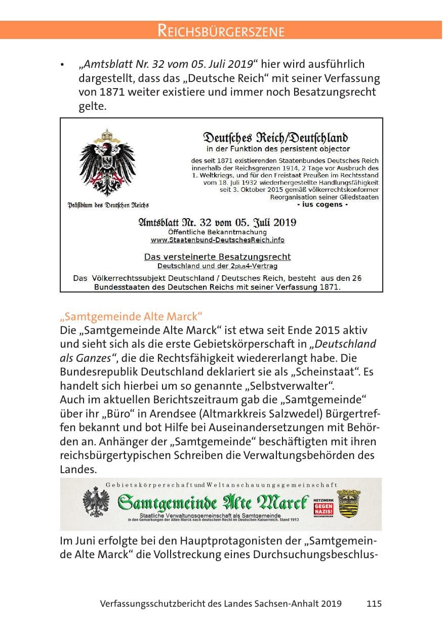 Seite 117 des Verfassungsschutzbericht 2019 Sachsen-Anhalt