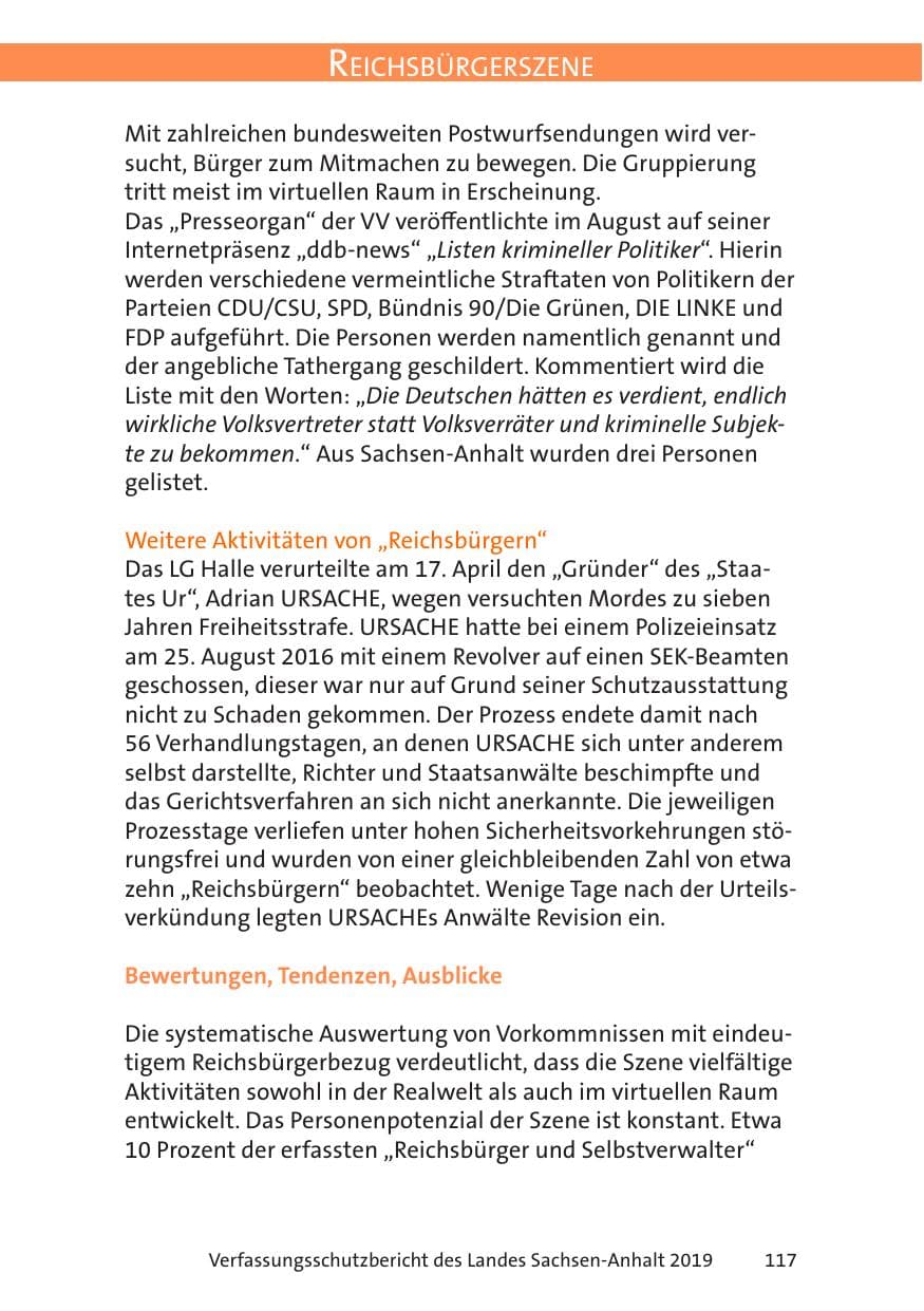 Seite 119 des Verfassungsschutzbericht 2019 Sachsen-Anhalt