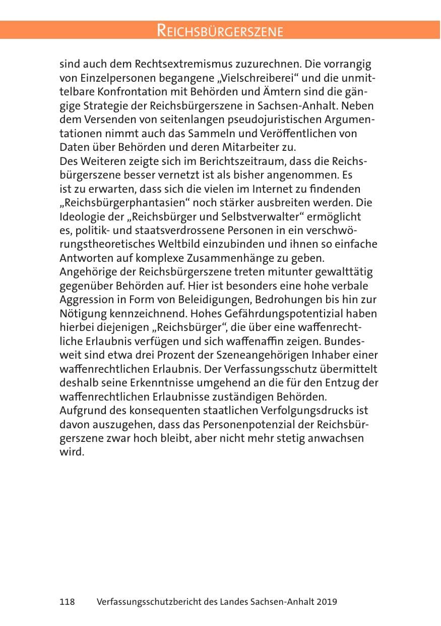 Seite 120 des Verfassungsschutzbericht 2019 Sachsen-Anhalt