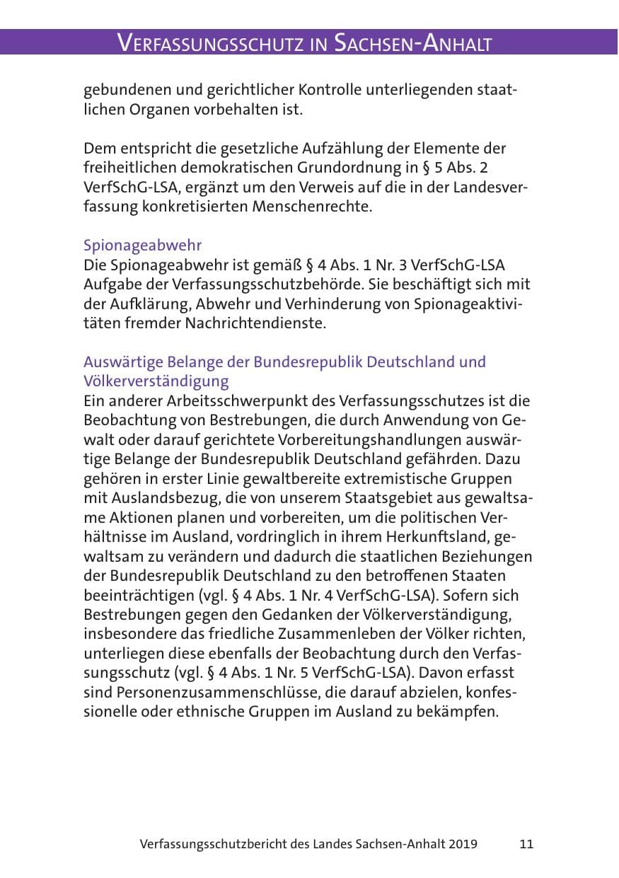 Seite 13 des Verfassungsschutzbericht 2019 Sachsen-Anhalt