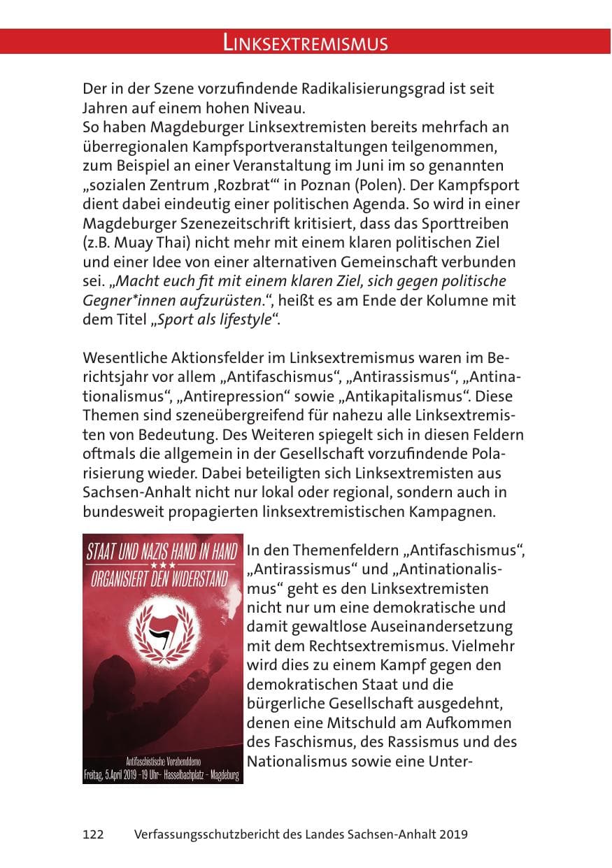 Seite 124 des Verfassungsschutzbericht 2019 Sachsen-Anhalt