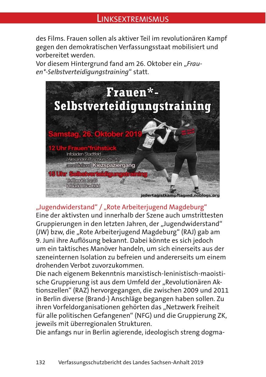 Seite 134 des Verfassungsschutzbericht 2019 Sachsen-Anhalt