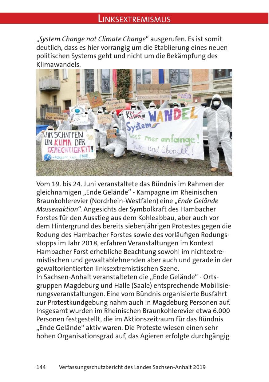 Seite 146 des Verfassungsschutzbericht 2019 Sachsen-Anhalt