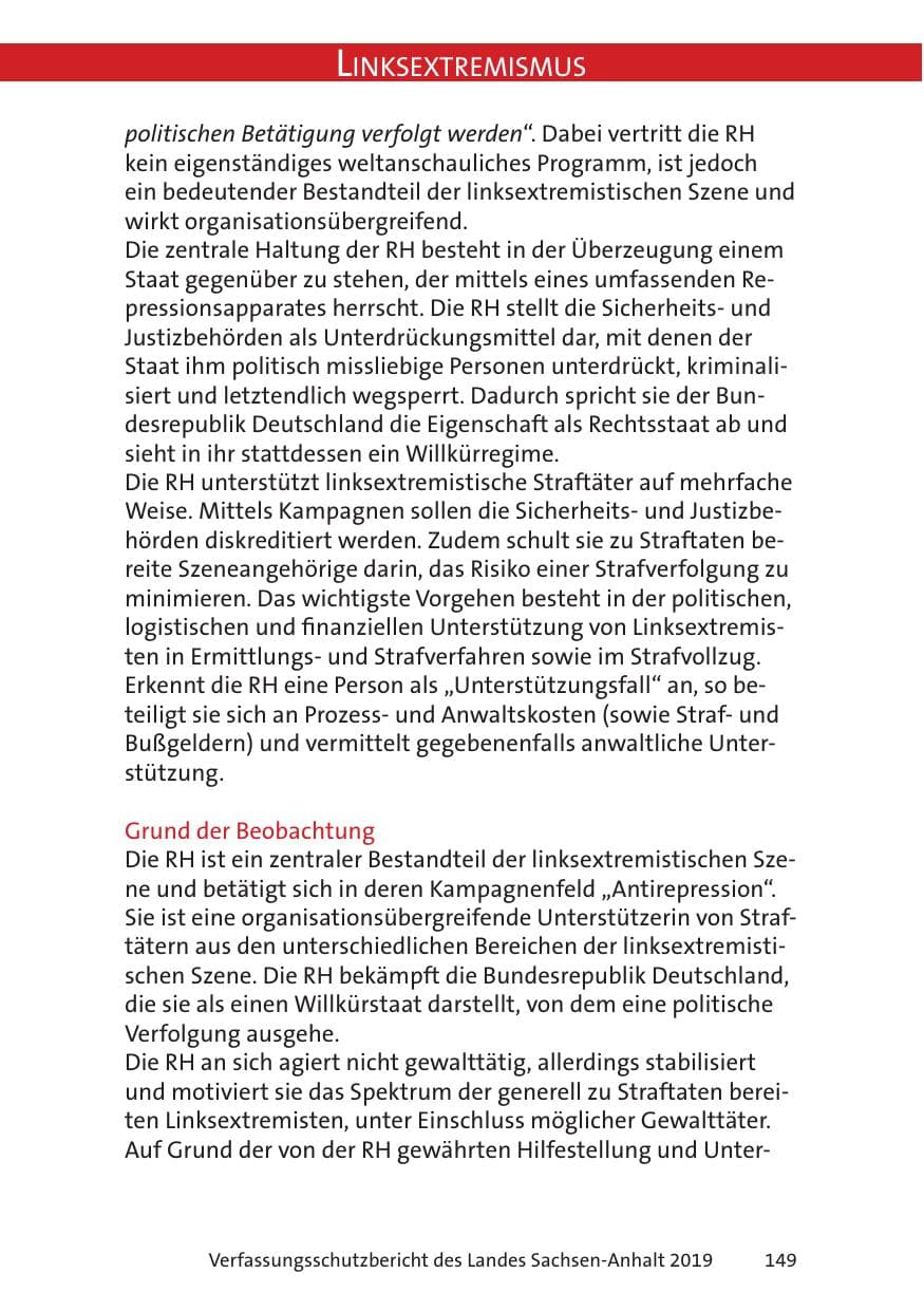 Seite 151 des Verfassungsschutzbericht 2019 Sachsen-Anhalt