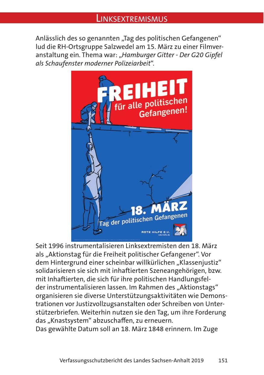 Seite 153 des Verfassungsschutzbericht 2019 Sachsen-Anhalt