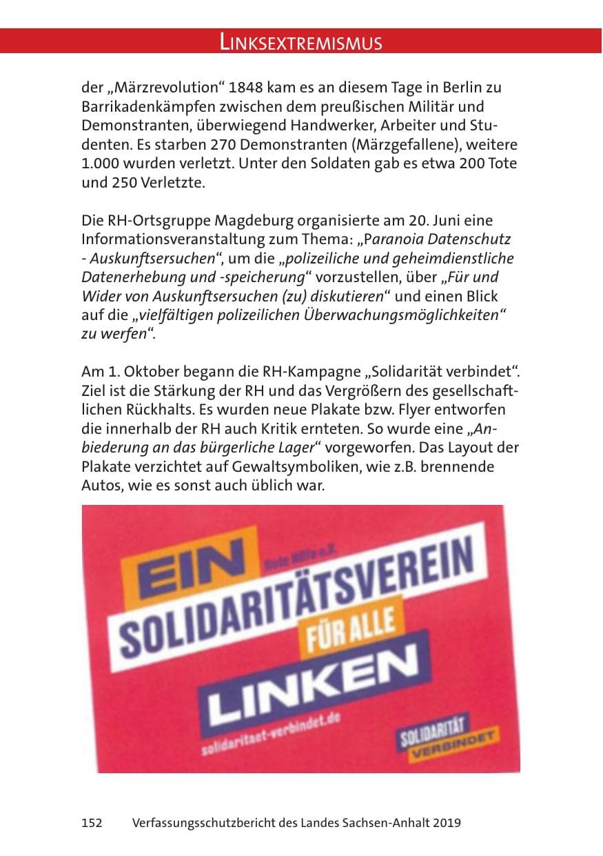 Seite 154 des Verfassungsschutzbericht 2019 Sachsen-Anhalt