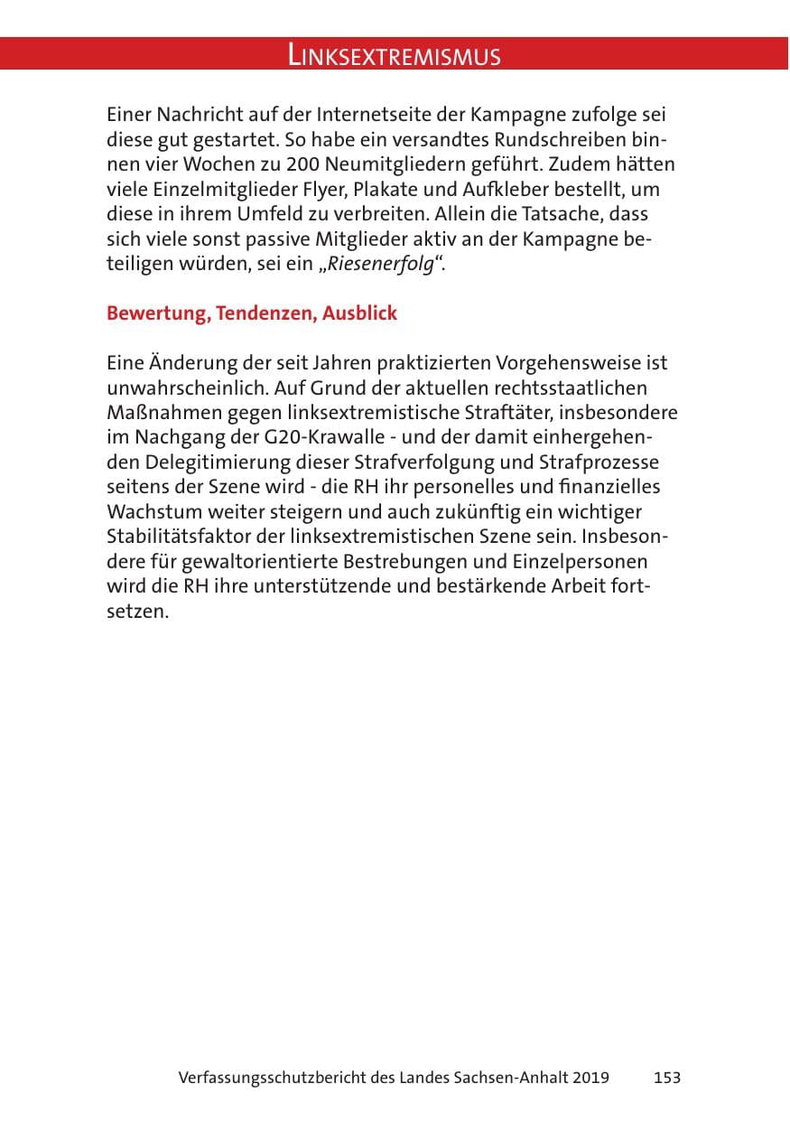 Seite 155 des Verfassungsschutzbericht 2019 Sachsen-Anhalt