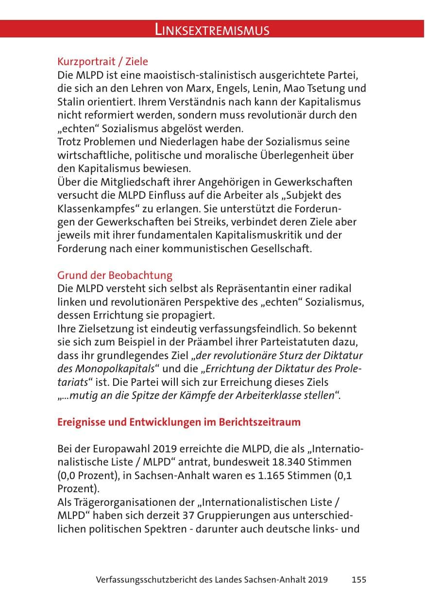 Seite 157 des Verfassungsschutzbericht 2019 Sachsen-Anhalt