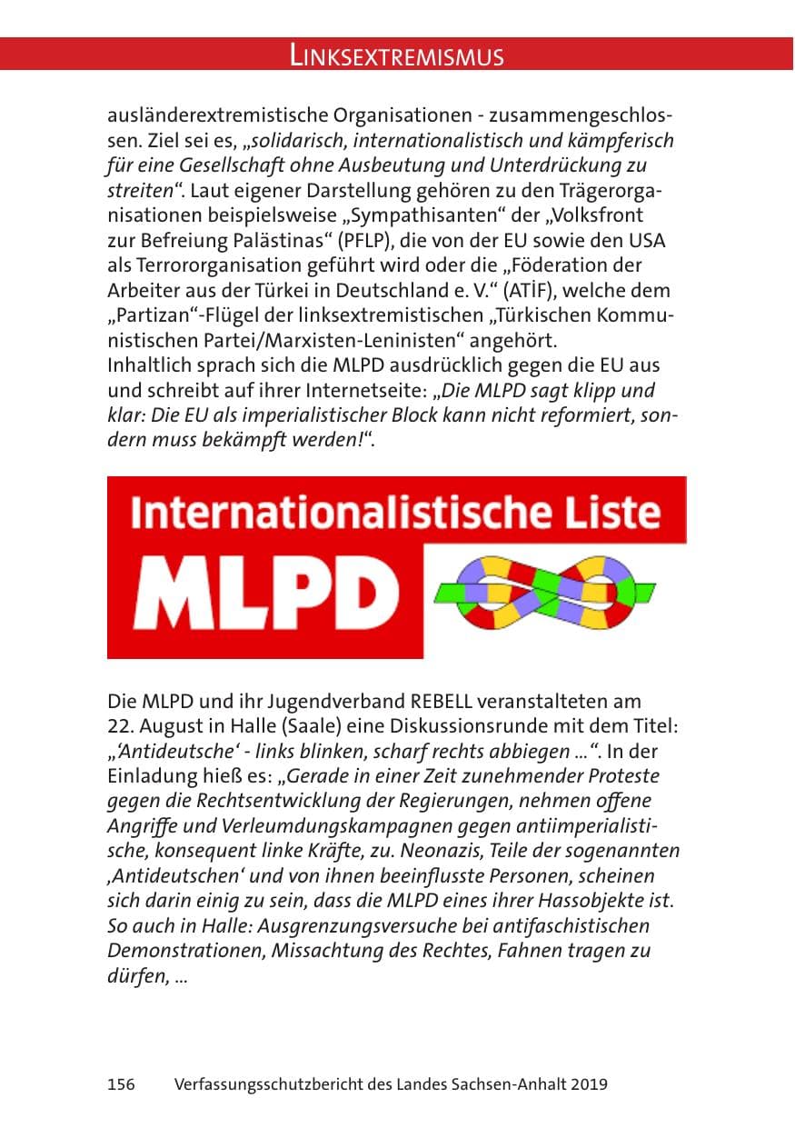Seite 158 des Verfassungsschutzbericht 2019 Sachsen-Anhalt