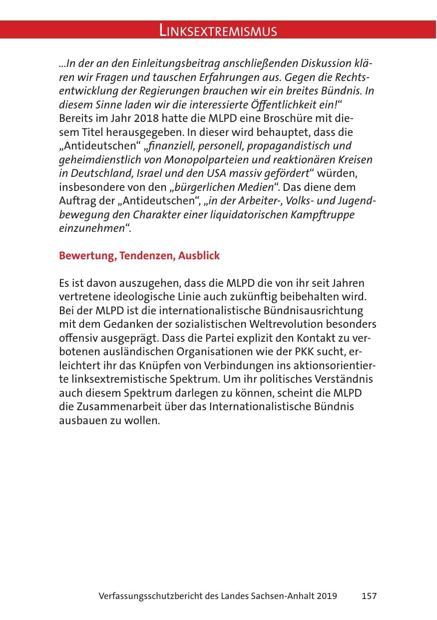 Seite 159 des Verfassungsschutzbericht 2019 Sachsen-Anhalt