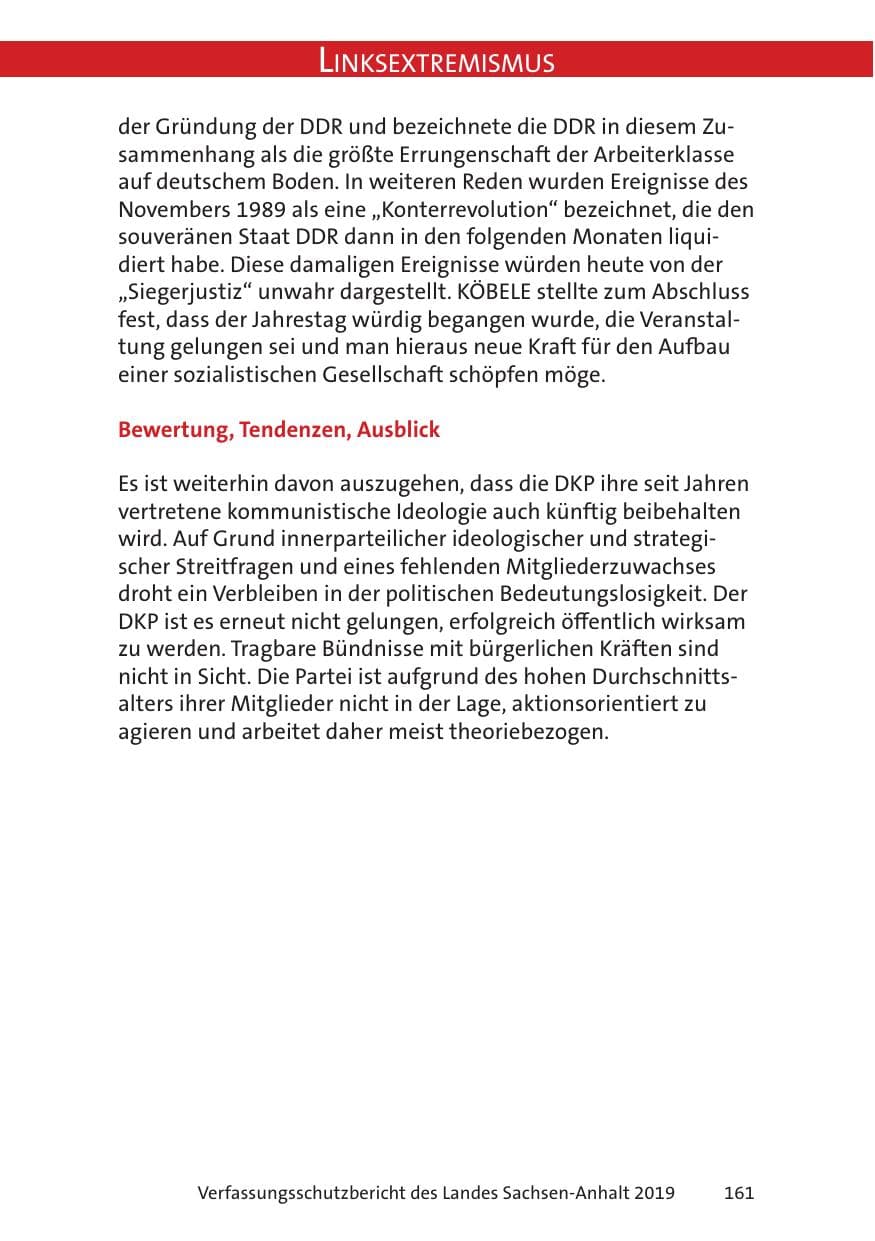 Seite 163 des Verfassungsschutzbericht 2019 Sachsen-Anhalt