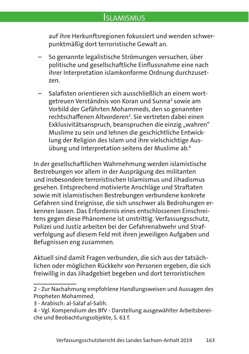 Seite 165 des Verfassungsschutzbericht 2019 Sachsen-Anhalt