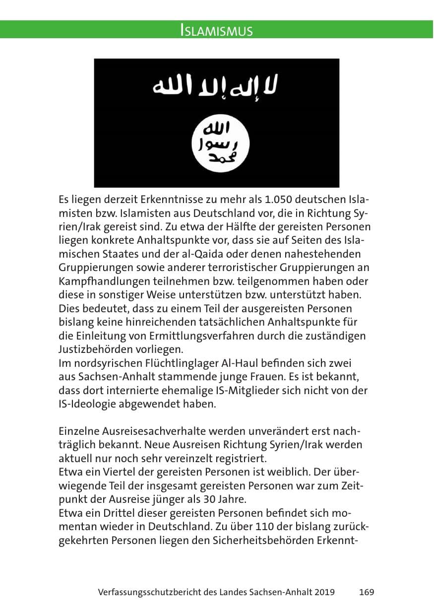 Seite 171 des Verfassungsschutzbericht 2019 Sachsen-Anhalt