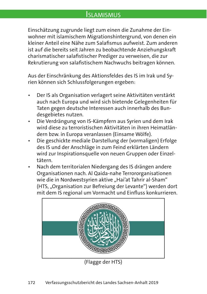 Seite 174 des Verfassungsschutzbericht 2019 Sachsen-Anhalt