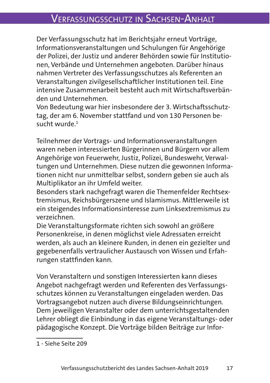 Seite 19 des Verfassungsschutzbericht 2019 Sachsen-Anhalt
