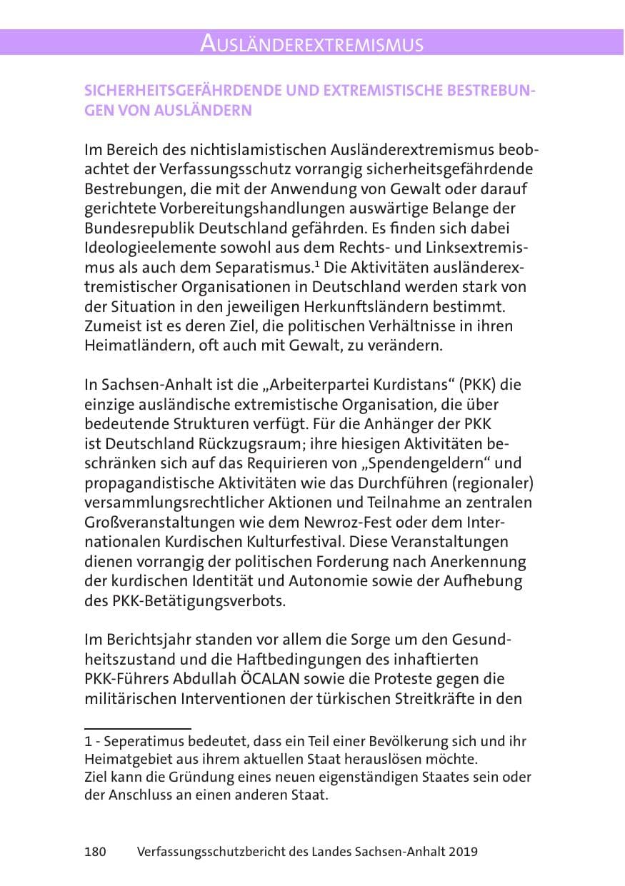 Seite 182 des Verfassungsschutzbericht 2019 Sachsen-Anhalt