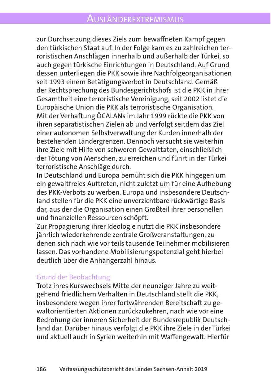 Seite 188 des Verfassungsschutzbericht 2019 Sachsen-Anhalt