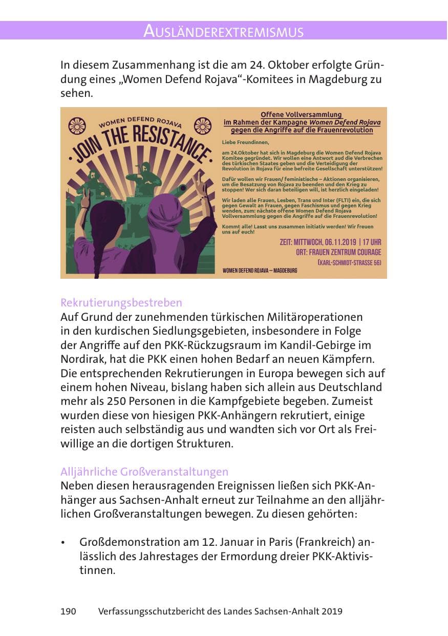 Seite 192 des Verfassungsschutzbericht 2019 Sachsen-Anhalt