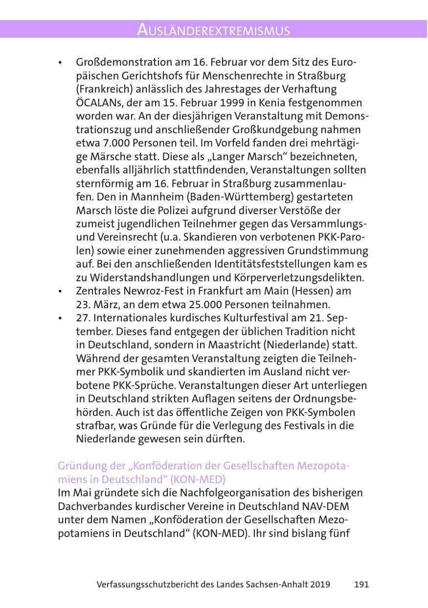 Seite 193 des Verfassungsschutzbericht 2019 Sachsen-Anhalt