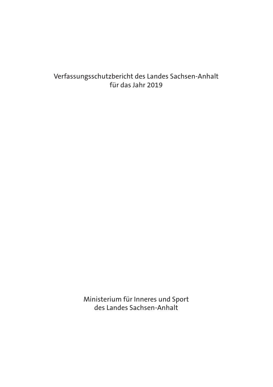 Seite 3 des Verfassungsschutzbericht 2019 Sachsen-Anhalt